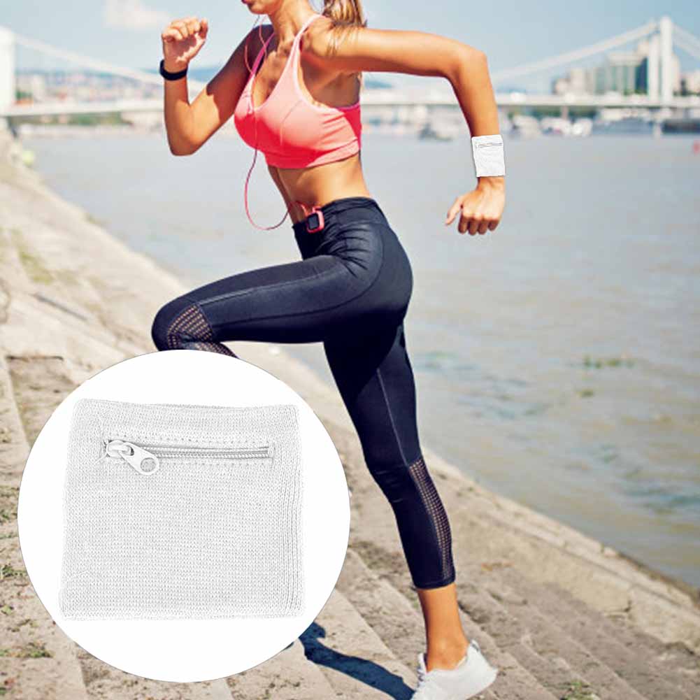 

Unisex Wristband Keys Storage Zipper Pocket Sport Wrist Wallet Gym Running (белый)