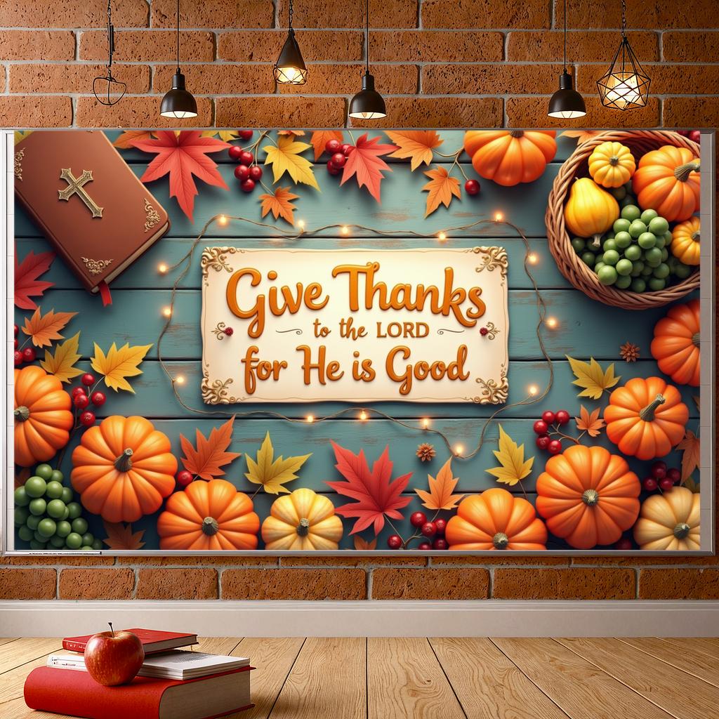 Seasonal Banner Inspirational Quote Inspirational Sign Gratitude Banner Colorful Display Autumn Banner For Thanksgiving Seasonal