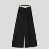INCERUN Men Zipper Waist Long Pants Casual Twisted Wide Leg Trousers