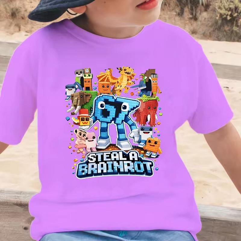 Steal A Brainrot 67 Six Seven Graphic T-Shirt Funny Casual Short Sleeve Round Neck Tops Summer Comfortable Children's T-Shirt