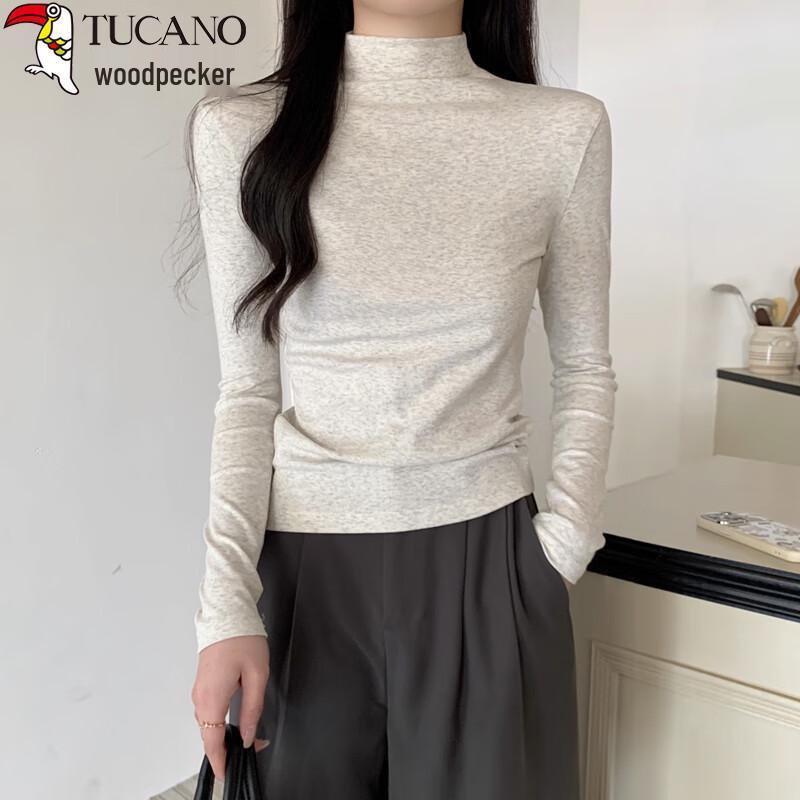 Woodpecker Women s Ribbed Mock Neck Slim Fit Cotton Long Sleeve Base Layer Top L