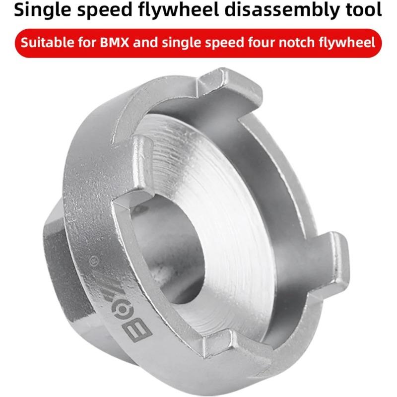 Bicycle Flywheel Disassembly Tool, Single Speed BMX 4-slot Wheel Hub Installation Wrench, Convenient Maintenance  Tool