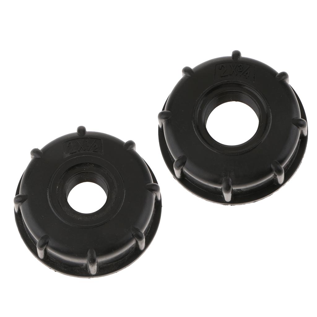 1000 Water Tote Tank Adapter Hose Cap 60mm Coarse Thread Outlet, 1/2inch+3/4inch=2PCS