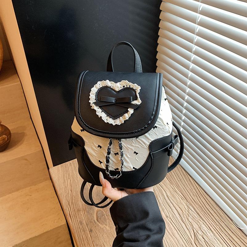 College Student Fashion Versatile Bow Backpack Bag Women's Summer New Love Commuter Bucket Bag