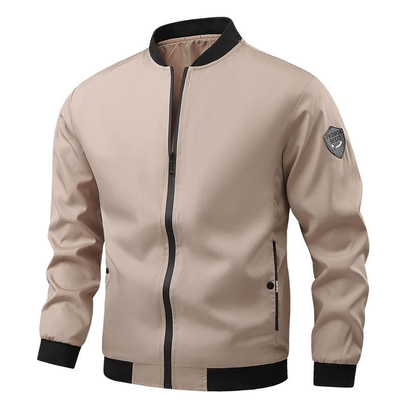 Men's Slim Fit Solid Color Korean Style Jackets for Spring and Autumn