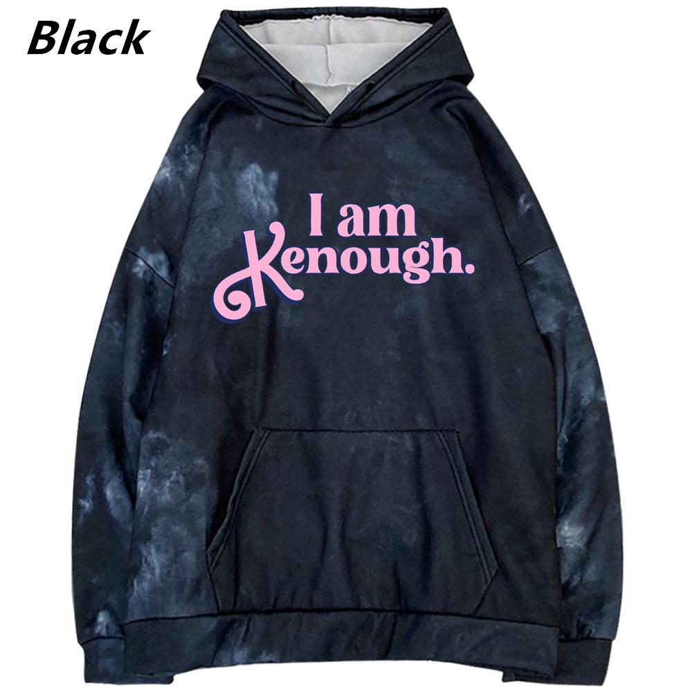 

Толстовки с капюшоном I Am Ken Enough, толстовки с буквенным принтом I Am Kenough, повседневные топы с длинными рукавами для мужчин и женщин L чёрный