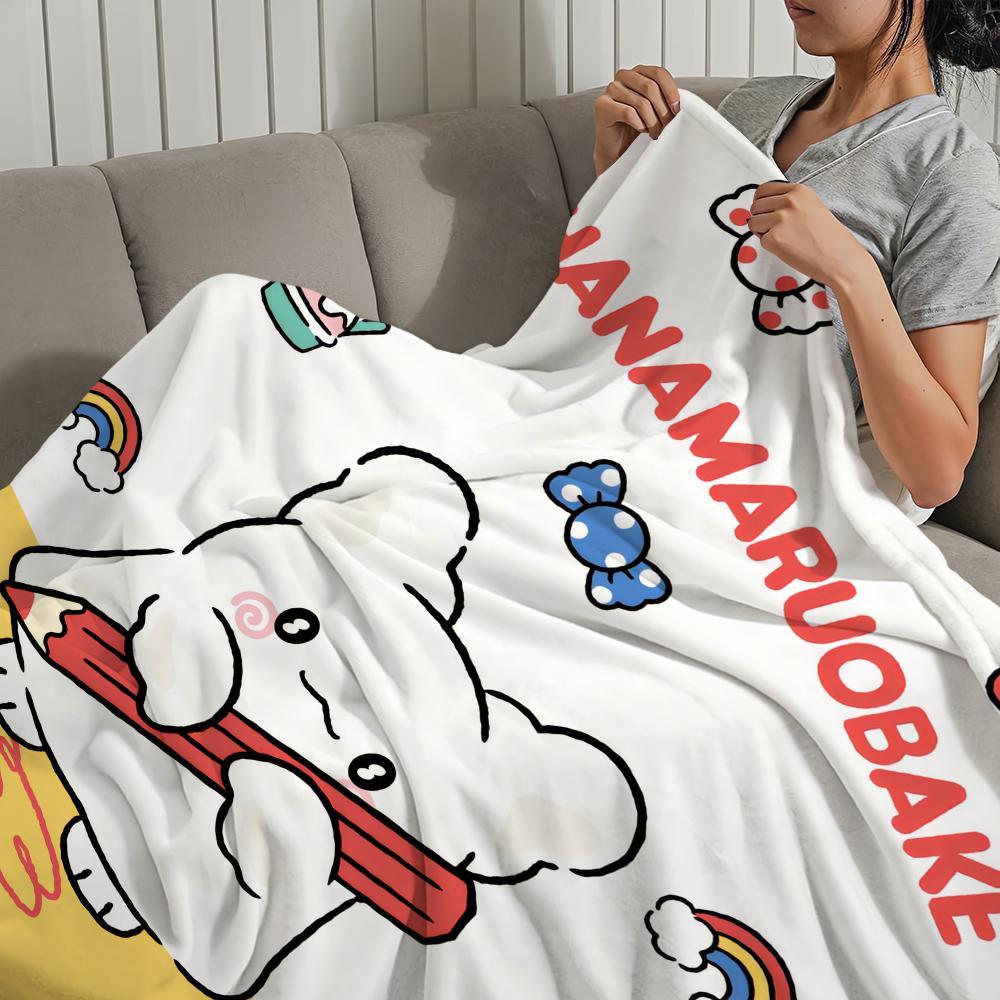 Cartoon H-Hanamaruobake Cute Kawaii Blanket Plush Nap Sofa Rug for Living Room Office Bedroom Birthday Home Travel Kid Gifts