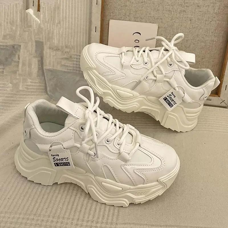 Casual Platform Sneakers for Women Spring Autumn New Chunky Platform Women Sports Shoes Fashion Thick Bottom PU Leather Sneakers
