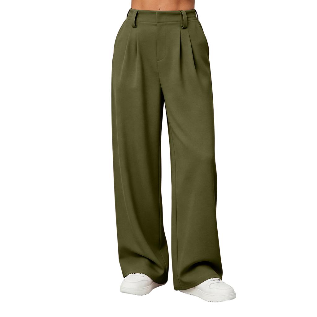 Women Casual Loose Wide Leg Pants Street Style Relaxed Fit Long Trousers with Pockets Simple Design Comfortable Daily Wear