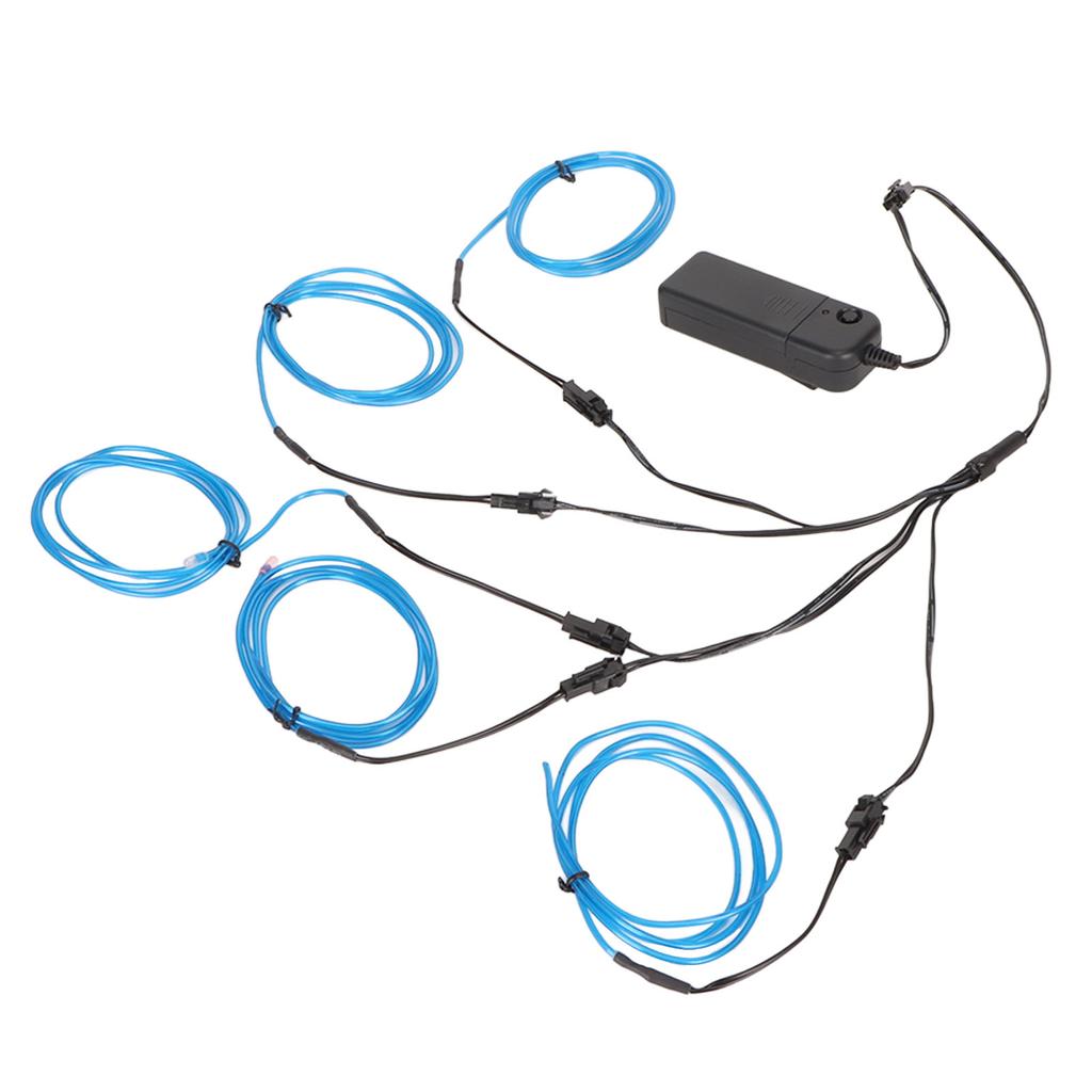 Blue EL Wire Noise Reduction Bendable Decorative 5 In 1 Neon Light Wire for Car Halloween Christmas Party