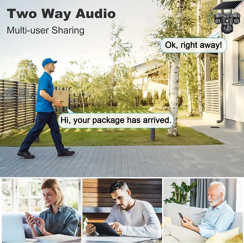 LS VISION 3-linser 4G solcellekamera HD 15 MP 360 utendørs vanntett CCTV nattsyn toveis lydkamera menneskedeteksjon IP-kamera V380 Pro