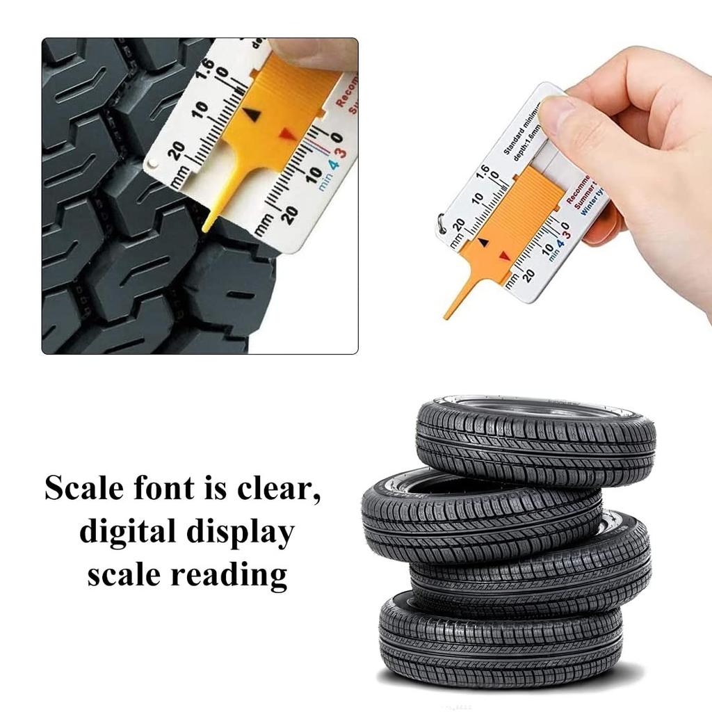 4Pcs Plastic Tire Tread Depth Gauge Plastic Portable Measuring Tread Depth Gauge Digital for Motorcycle Vehicle Car 0-20 Mm