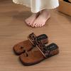 Thick-soled slope heel cool slippers women's summer wear new with skirt vacation beach cover toe sandals