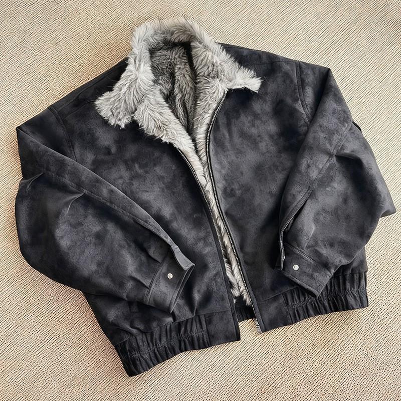 Veste matelassée d'hiver épaisse en cuir PU pour homme avec col en fausse fourrure Style de rue Manteau chaud Temps froid