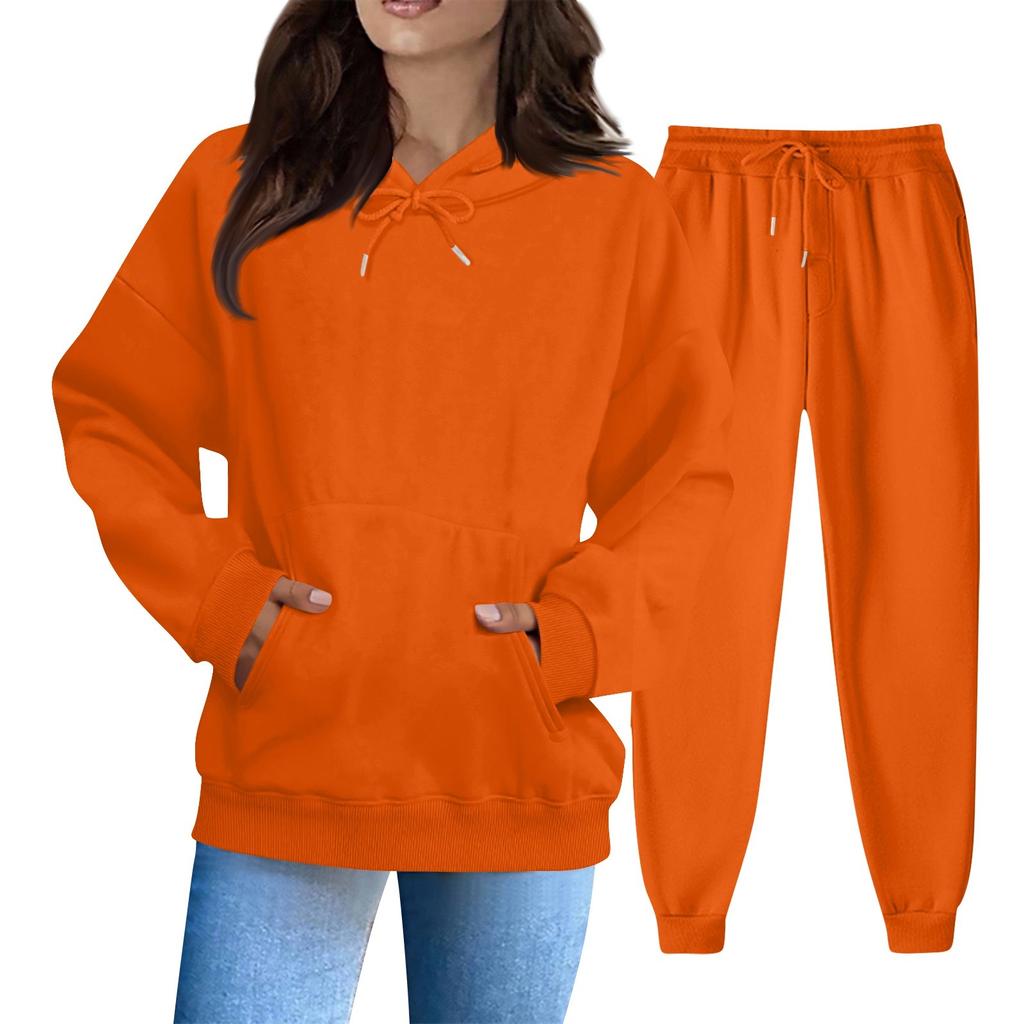 Women's Solid Color Sweatshirt Set (sweatshirt + Sweatpants)