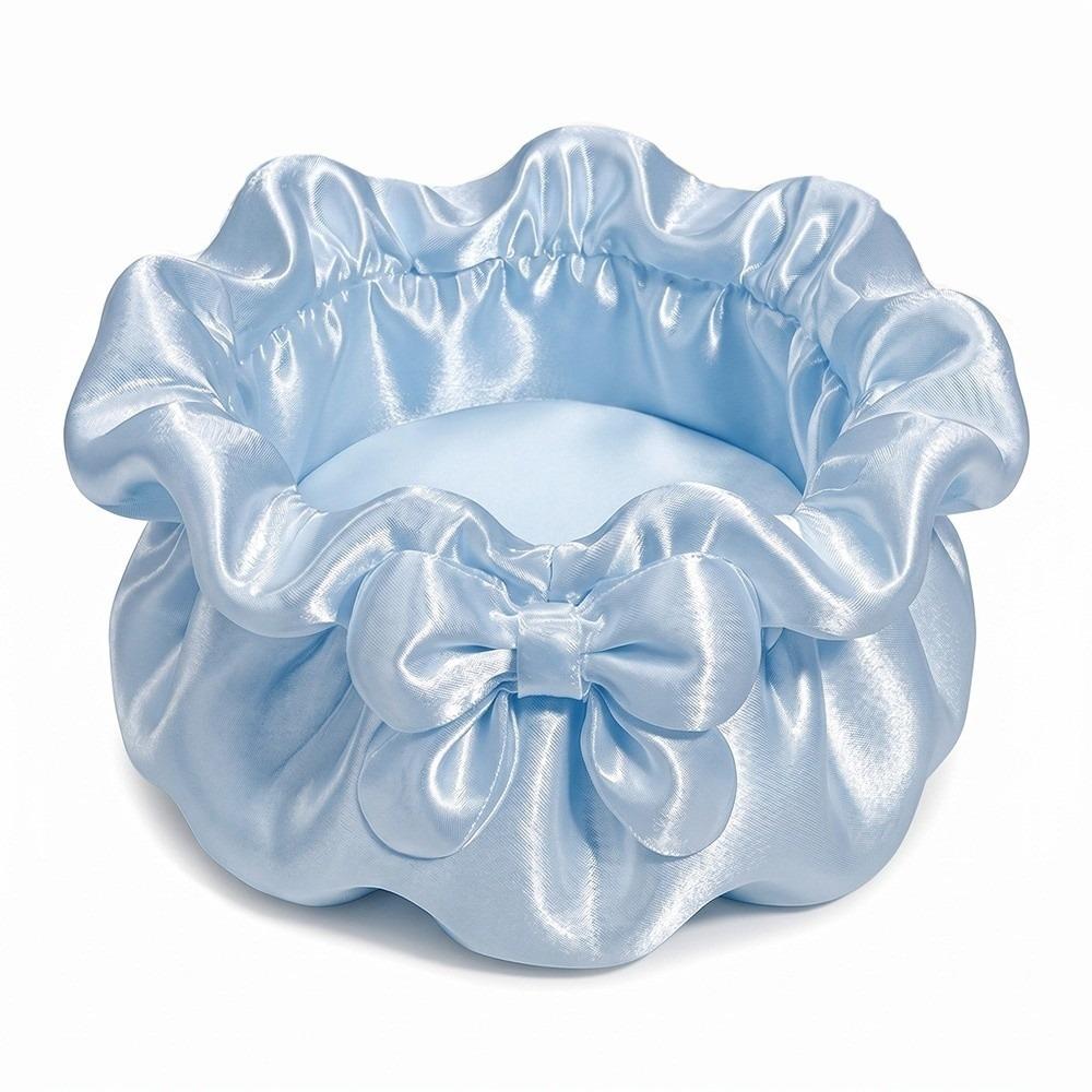 

3D-Printed Petal Bow Storage Box Satin Ruffled Desktop Organizer Jewelry Storage Case Vanity Table синій