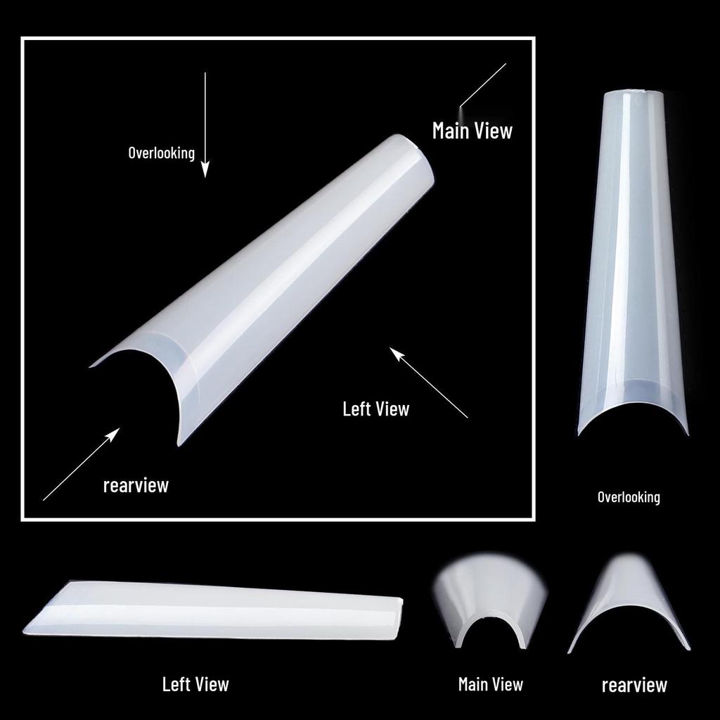 Super Long Denim French Fake Nails - Flat Top, 240 Boxed Nail Tips