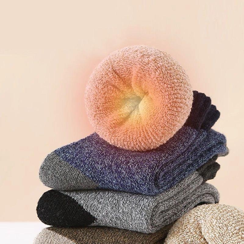 5Pairs/Lot Winter Warm Men's Woman Socks Super Thick Wool Solid Socks Merino Wool  Keep Warm Cold Resistant Snow Socks EU38-46
