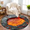 3D Vision Fire Pit Rug Anti-slip Living Room Decoration Round Carpet Waterproof Rugs for Bedroom Washable Bedside Creative Mat