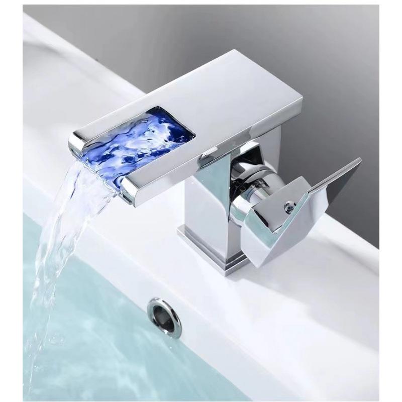 LED Waterfall Bathroom Sink Faucet with
