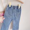 Kids Toddler Clothes Spring Girls Cute Sweet Casual Style Long Sleeve Floral Doll Collar Shirt + Bow Jeans Two Pieces Set