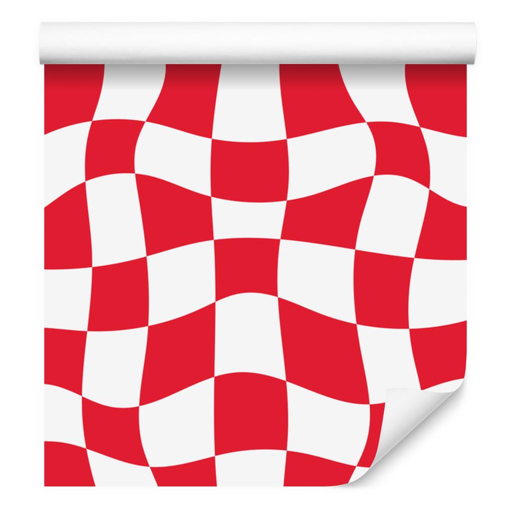 Wallpaper Free checkerboard red and white, coral background 50x1000