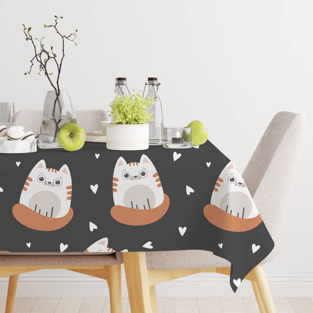 Cute Cartoon (Dinosaur/Cat/Rabbit) Elegant Rectangle Tablecloth - Easy Care For Weddings, Banquets & Formal Events