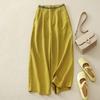 Pantalones de traje de pierna ancha de algodón y lino para mujer Moda de primavera y verano para mujer Pantalones casuales elegantes de cintura alta de nueve minutos para el trabajo