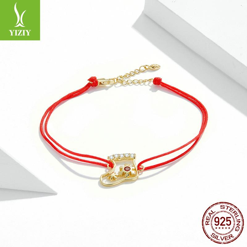 Yinziyun Red String Christmas Stocking Bracelet - European & American Lucky Hand Rope SCB225