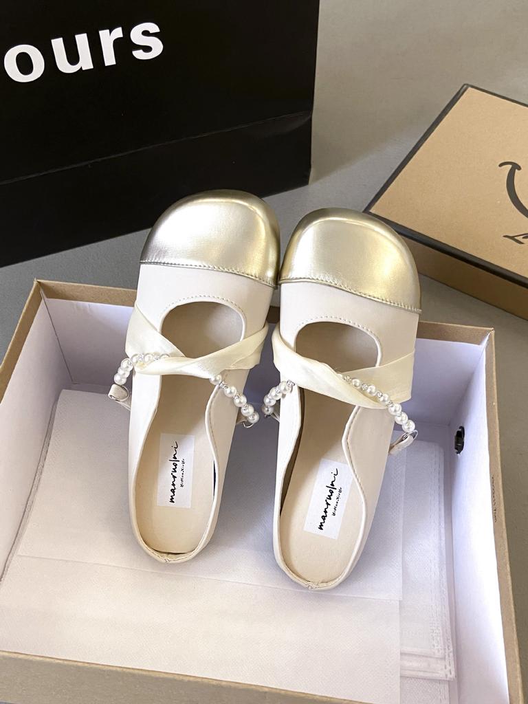 Xiaoxiang bag head half slippers women's summer wear new temperament color matching flat shoes