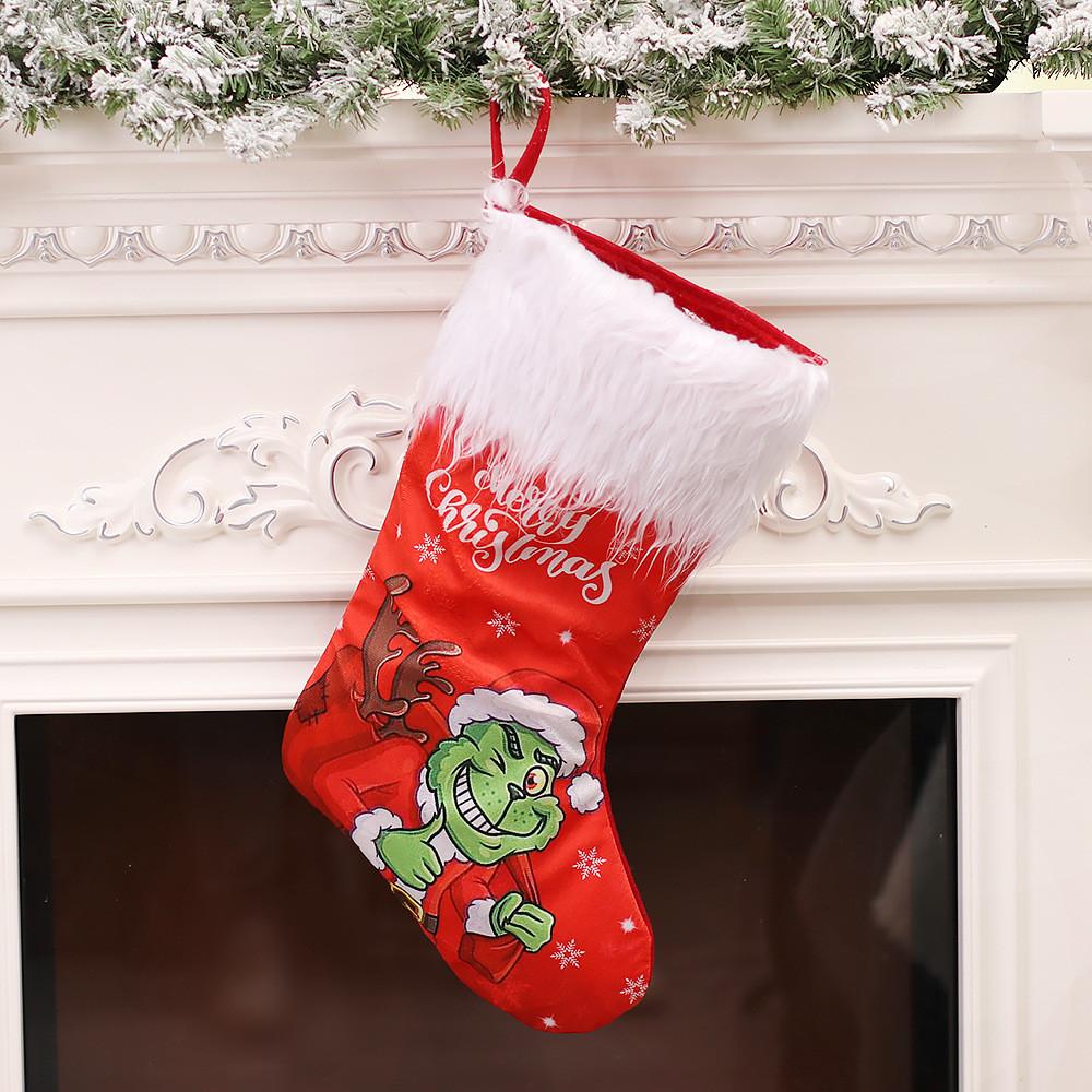 

The Christmas Large Stocking Candy Gift Bag Xmas Tree Decoration Hanging Style A