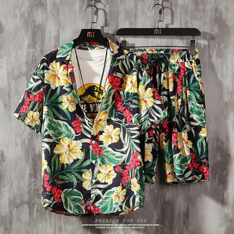 Antsparty Set Camicia E Pantaloncini Hawaiani Uomo - Completo Estivo