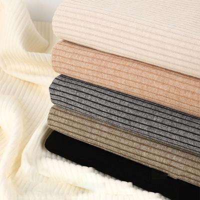 Imitation Cashmere Abraded Pit Velvet Fabric Warm Elastic Knitted Ribbed Bottoming Shirt Pants Women's Fabric 550g/m