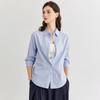 Womens Loose Fit Striped Long Sleeve Shirt 2026 Office Chic Button-Up Top Cotton Blouse