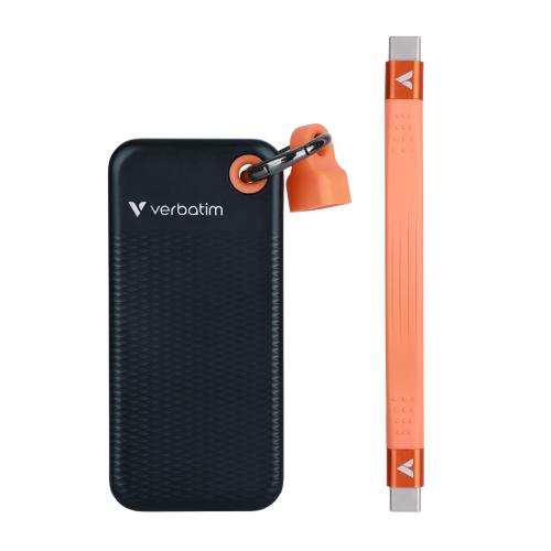 Verbatim 32193 Pocket SSD Drive 1TB, USB-C 3.2 Gen 2, M.2, up to 1000MB/s, Black/Orange