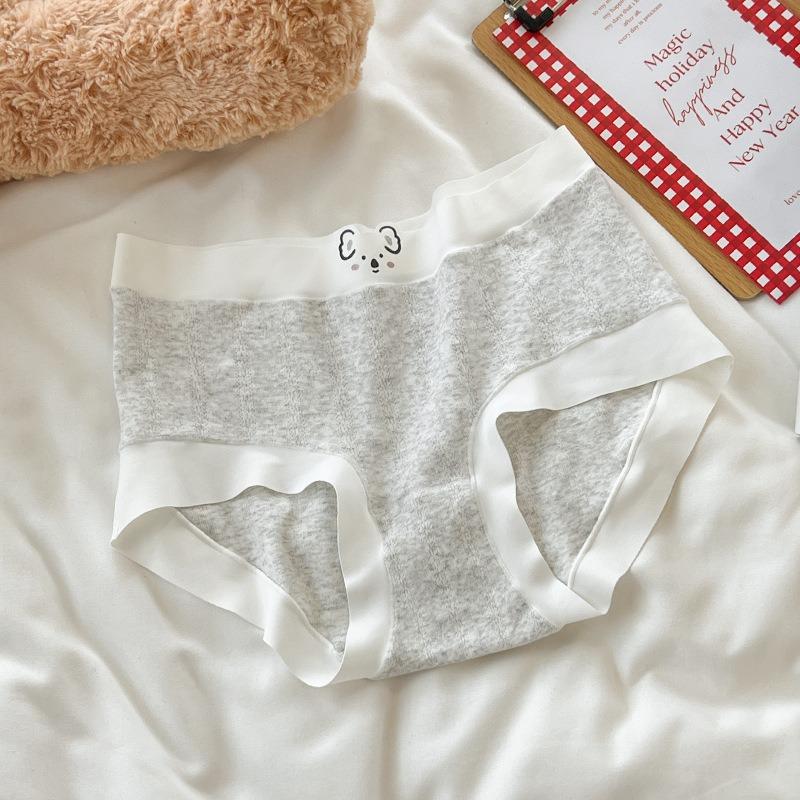 Lingerie Women's Autumn Pure Cotton Cute Girl Mid Waist Antibacterial Women's Underwear Wrapped Buttocks Skin Friendly Triangle Pantys