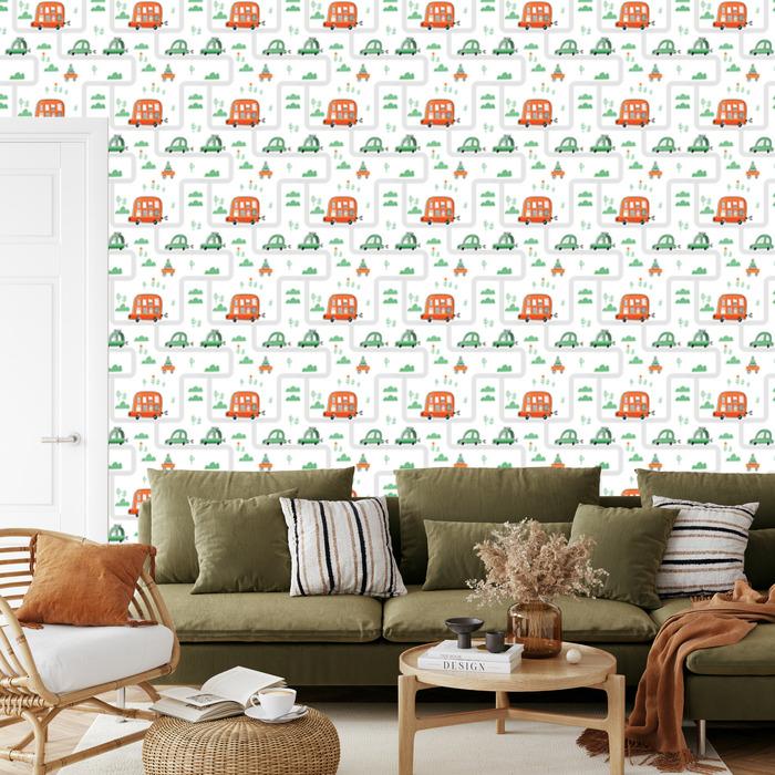 Scandinavian style cars wallpaper for living room and bedroom 50x1000