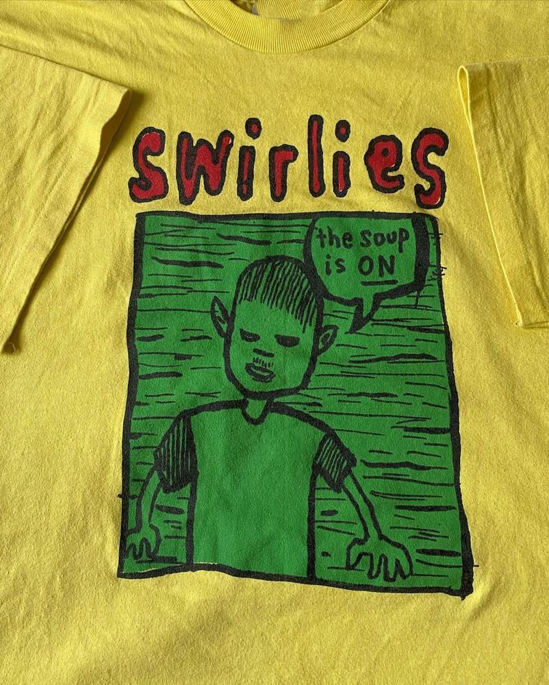 

Vintage 90#039s Swirlies TShirt Short Sleeve Cotton Yellow All Size Shirt AG2300 Unisex T-Shirt L