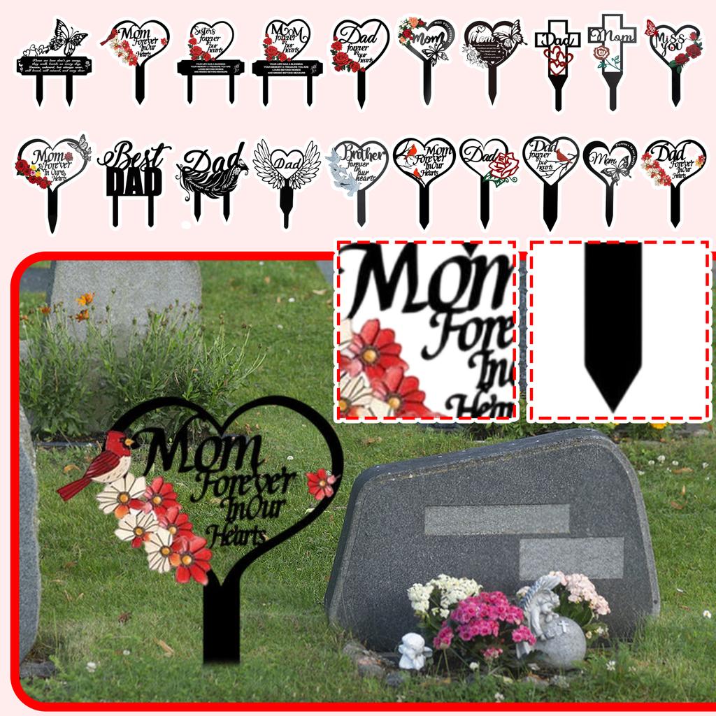 Memorial Marker for Cemetery Heart Plaque Garden Stake Mom Decoration Stake for Outdoor Yard Garden