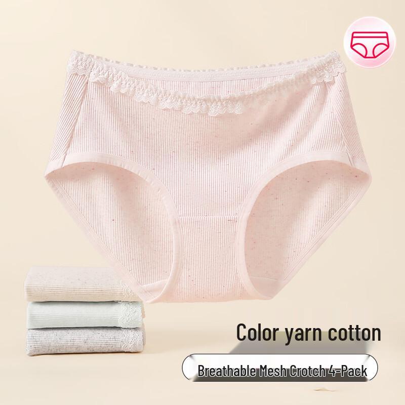 Fenteng Women's Cotton Blend Lace Briefs 4-Pack
