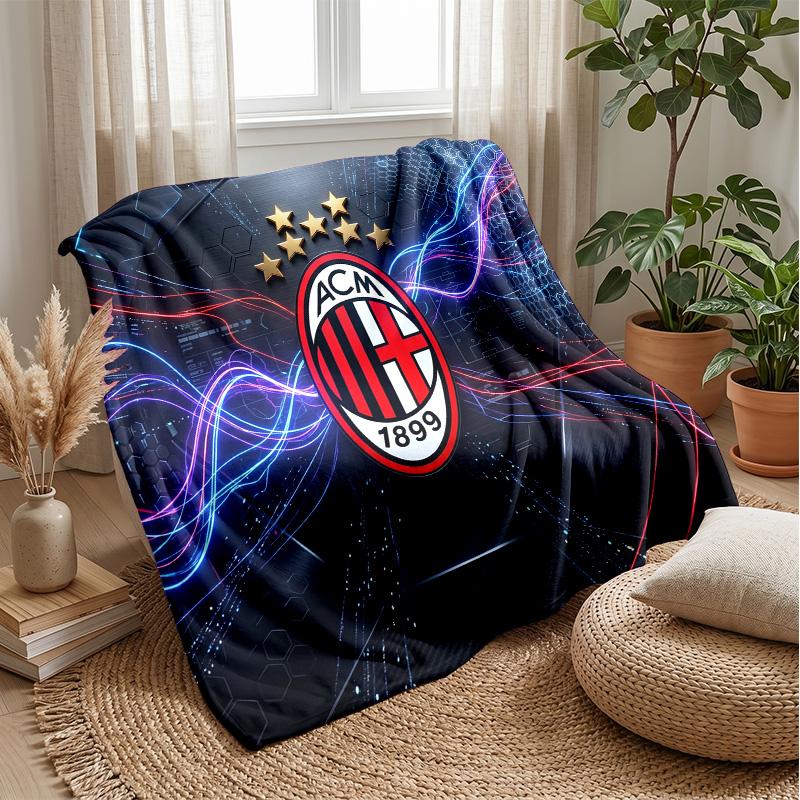 AC Milan Theme Blanket Soft Flannel Blanket Plush Throw Blanket Cozy Sofa Bed Blanket for Home Decor