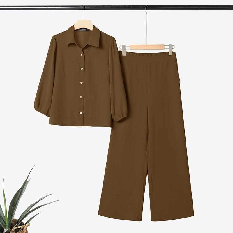 ZANZEA Women Long Sleeve Blouse and Pants Casual Two Piece Suit Sets