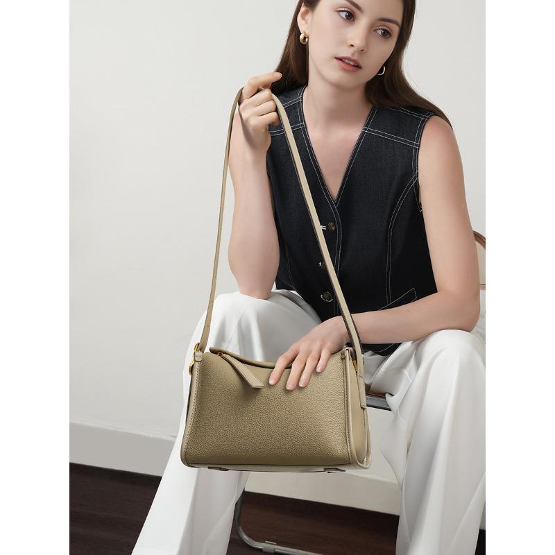 TOGO Top Layer Cowhide New Lazy Style High-end Single Shoulder Crossbody Bag Versatile Large Capacity Leather Pillow Bag For Women