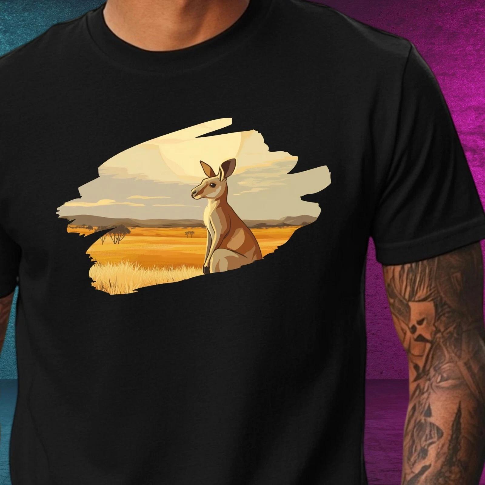 T-Shirt Herren Känguru Wüstenlandschaft Motiv Baumwolle Größe XS bis 5XL M