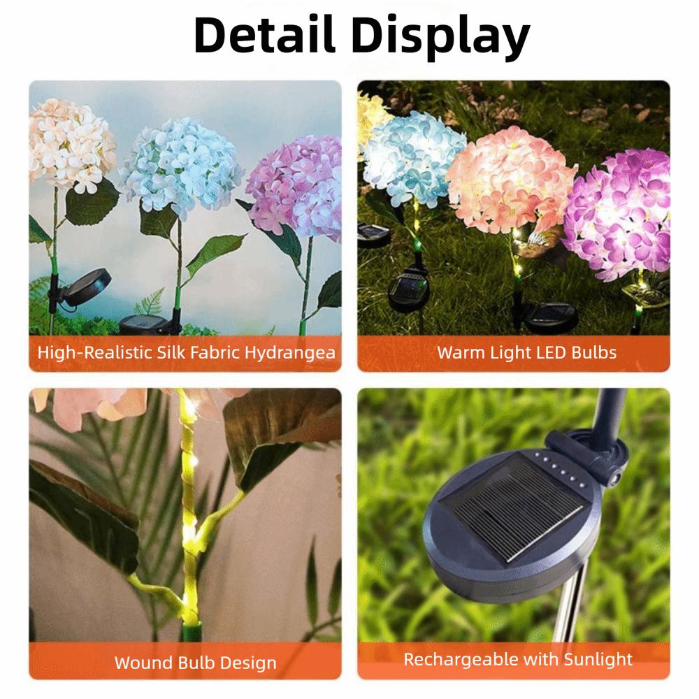 Realistic Solar Embroidered Flower Lamp Decorative Lighting Outdoor Hydrangea Light Patio Decor