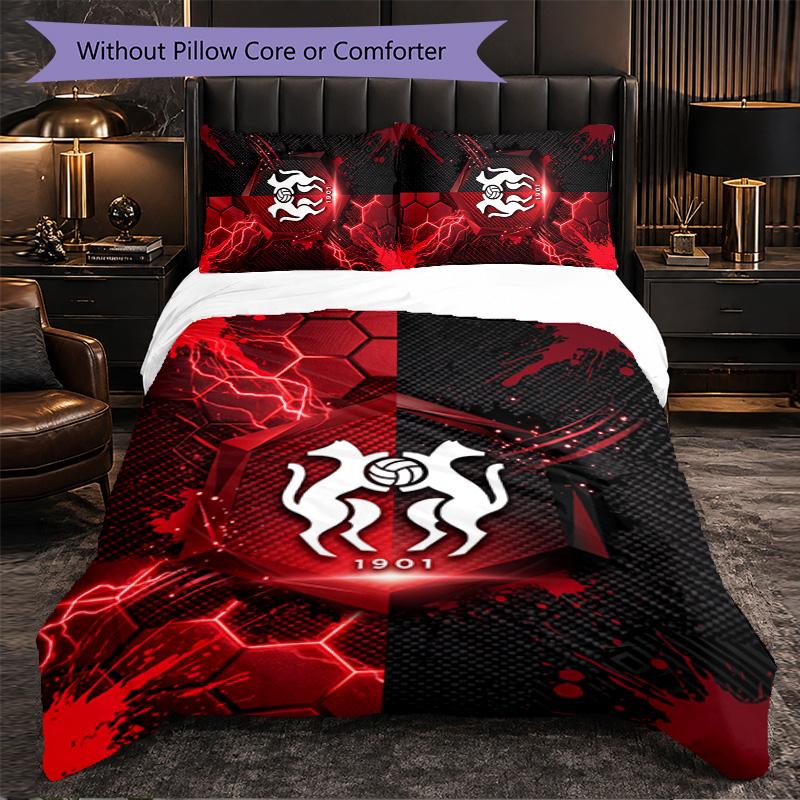 Stade Rennais FC Themed Bedding 3Pcs Duvet Cover Set Decorative Bed Linen For Teen Room Home Decoration