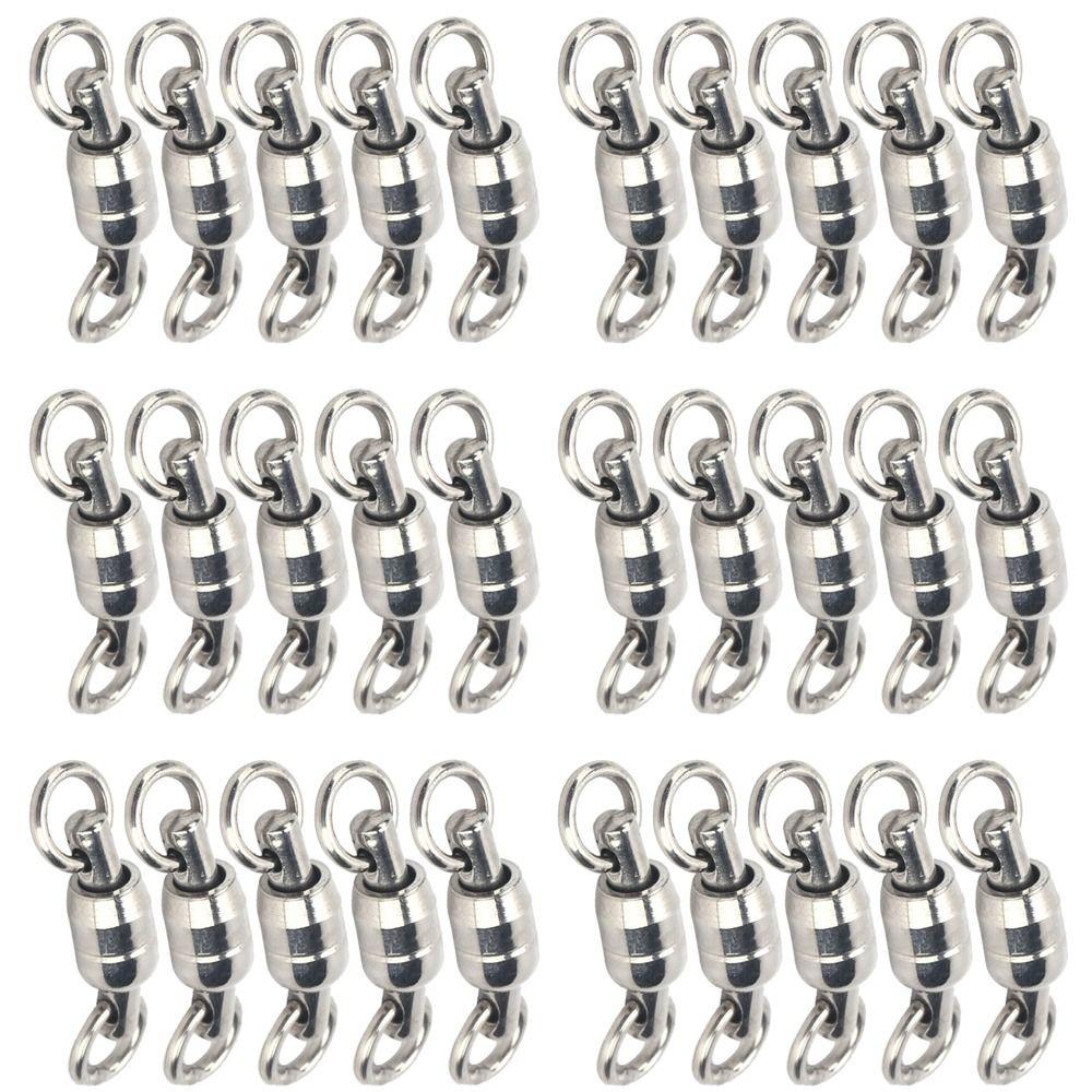 30PCS TwoWay Bearing Rotation Ring Dual Ball Fishing Connector Fishing Swivel Fishing Accessories