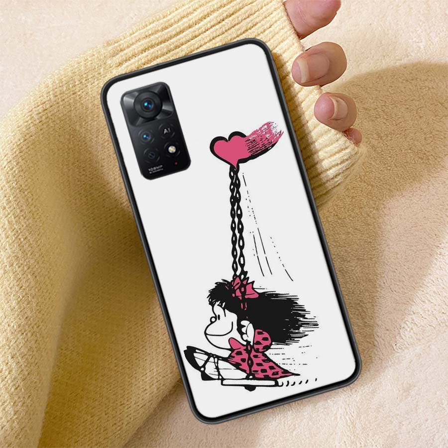 Mafalda Cartoon Phone Case For Redmi 13C 14C Note 14 13 Pro Plus 5G Clear Capa 12 12C 10A 10C 10 9A 9C 9T 9 8 Pro Cover TPU Shel