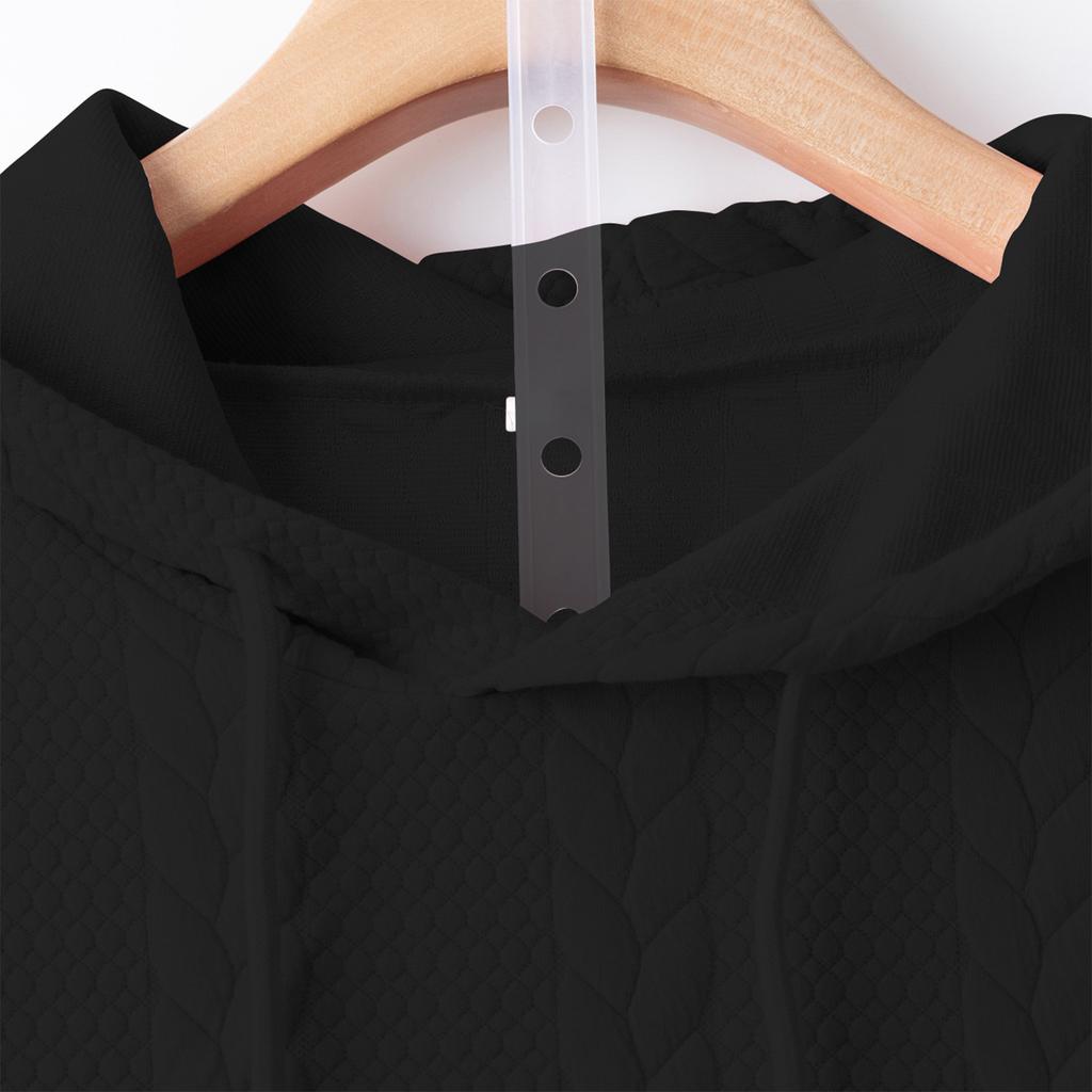 Women's Fashionable Solid Color Hooded Long Sleeved Sports Casual Pullover Sweatshirt Top