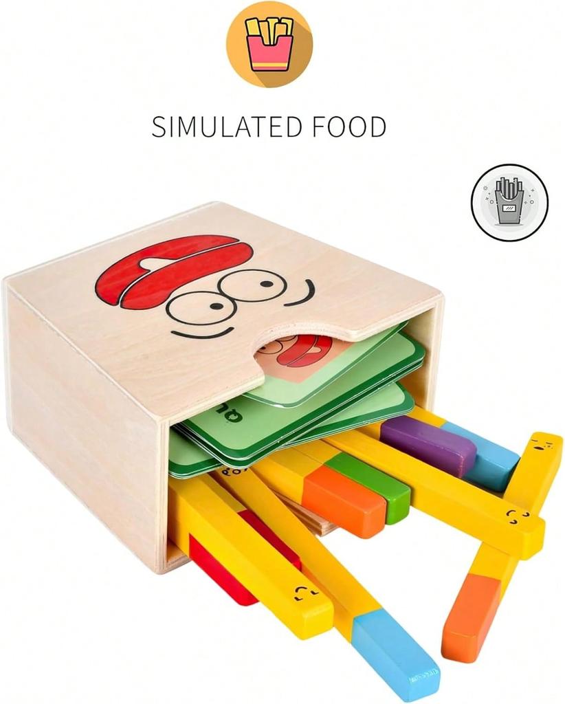 Wooden Hamburger Fries Stacking Toys For Kids,Simulated Food Toys,Montessori Toys For Kids,Preschool Educational Toys For Developing Fine Motor Skills